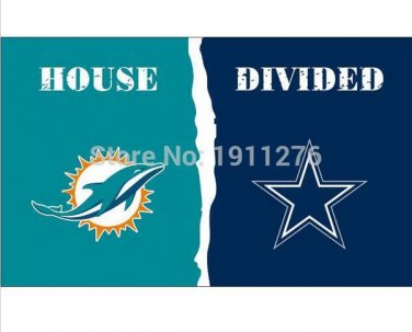 3x5 ft Miami Dolphins VS Dallas Cowboys house divided flag 150x90cm