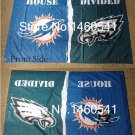 Miami Dolphins Philadelphia Eagles House Divided Flag 3ft x 5ft Polyester