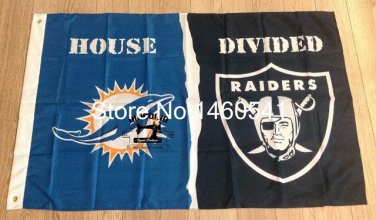 Miami Dolphins Oakland Raiders House Divided Flag 3ft x 5ft Polyester