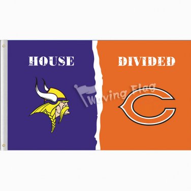 Minnesota Vikings vs Chicago Bears House Divided Rivalry Flag 3'*5' 100D Polyester