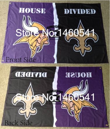 Minnesota Vikings New Orleans Saints House Divided Flag 3ft x 5ft Polyester