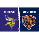 house divided flag Minnesota Vikings flag with Chicago Bears banner flag 3x5 FT