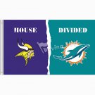 Minnesota Vikings vs Miami Dolphins House Divided Rivalry 150cm*90cm Flag