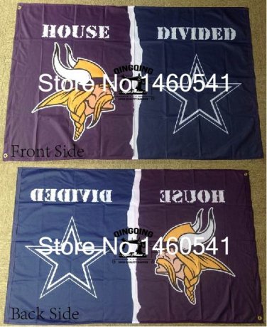 Minnesota Vikings Dallas Cowboys House Divided Flag 3ft x 5ft Polyester