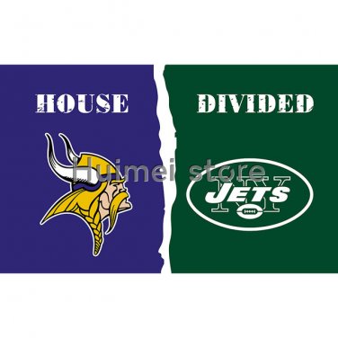 Minnesota Vikings 3X5FT 90x150cm 100% Polyester custom New York Jets Flag house divided