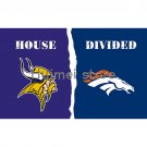 Minnesota Vikings flag left and Denver Broncos flag DIVIDED custom LARGE 90X150cm flag