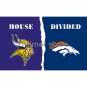 Minnesota Vikings flag left and Denver Broncos flag DIVIDED custom LARGE 90X150cm flag