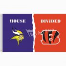 Minnesota Vikings vs Cincinnati Bengals House Divided Rivalry Flag 3x5 FT