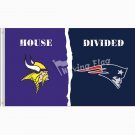 Minnesota Vikings VS New England Patriots HOUSE DIVIDED 3X5 FT FLAG Large