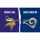 Minnesota Vikings flag banner vs divided 90x150 Los Angeles Rams flag one digital print banner