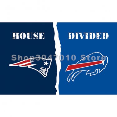 3x5FT banner one side New England Patriots Flag vs Buffalo Bills flag divided large 90x150cm