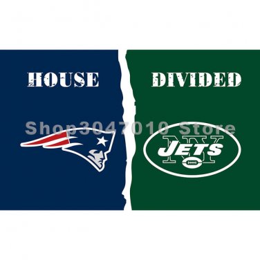 house divided flag 3x5ft New England Patriots flag vs banner New York Jets flag banner