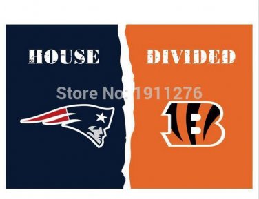 3x5 ft New England Patriots flag VS Cincinnati Bengals house divided flag 150x90cm