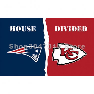 90x150cm New England Patriots flag Kansas City Chiefs house divided flag banner