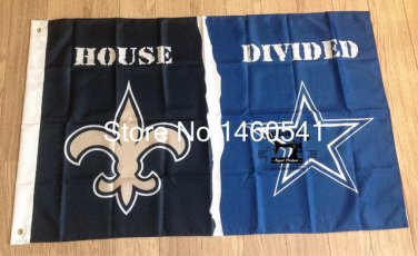 New Orleans Saints Dallas Cowboys House Divided Flag 3ft x 5ft Polyester