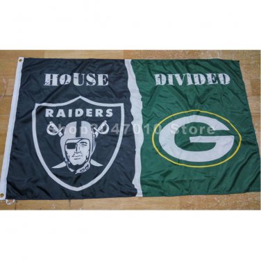 Oakland Raiders flag vs Green Bay Packers flag House Divided Rivalry Flag 90x150cm metal grommets