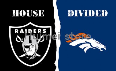 Oakland Raiders champions flag vs 90x150cm Denver Broncos flag House Divided Rivalry Flag
