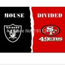 3x5 ft Oakland Raiders VS San Francisco 49ers house divided flag 150x90cm 2 metal grommets