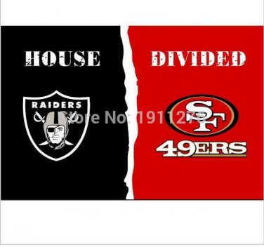3x5 ft Oakland Raiders VS San Francisco 49ers house divided flag 150x90cm 2 metal grommets