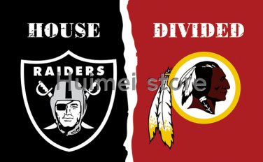 Oakland Raiders Flag champions house Washington Redskins divided flag  3ft x 5ft