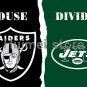 Oakland Raiders Flag house divided banner with New York Jets flag 3x5 ft