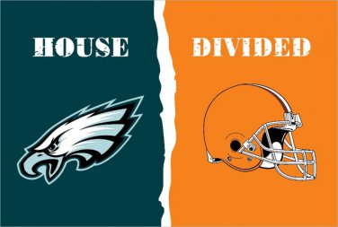 Philadelphia Eagles vs Cleveland Browns House Divided Rivalry Flag 3x5 FT