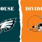 Philadelphia Eagles vs Cleveland Browns House Divided Rivalry Flag 3x5 FT