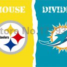 Pittsburgh Steelers Miami Dolphins House Divided Flag 3ft x 5ft Polyester
