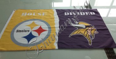 Pittsburgh Steelers Minnesota Vikings House Divided Flag 3x5 ft