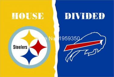 Pittsburgh Steelers vs Buffalo Bills House Divided Rivalry Flag 90x150cm metal grommets 40035