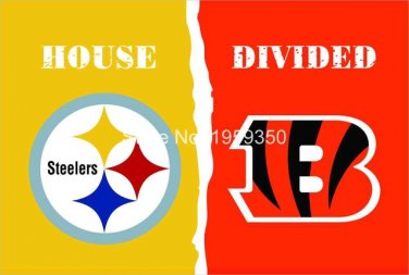 Pittsburgh Steelers vs Cincinnati Bengals House Divided Rivalry Flag 90x150cm metal grommets