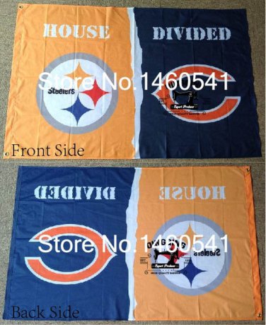 Pittsburgh Steelers Chicago Bears House Divided Flag 3ft x 5ft Polyester