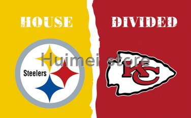 Pittsburgh Steelers house Flag Banner Vs Kansas City Chiefs divided flag banner 3x5 FT