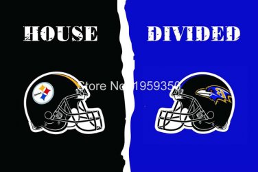 Pittsburgh Steelers vs Baltimore Ravens House Divided Rivalry Flag 90x150cm