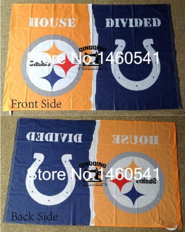 Pittsburgh Steelers Indianapolis Colts House Divided Flag 3ft x 5ft Polyester