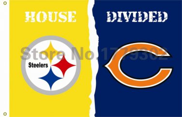 Pittsburgh Steelers Chicago Bears House Divided Flag 3ft x 5ft Polyester