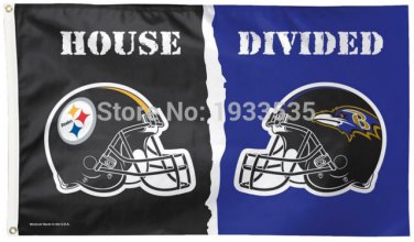 Pittsburgh Steelers vs. Baltimore Ravens House Divided Deluxe Flag, 3' x 5'