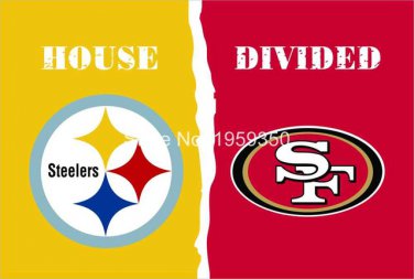 Pittsburgh Steelers vs San Francisco 49ers House Divided Rivalry Flag 90x150cm