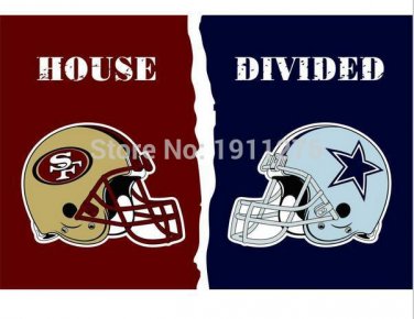 3x5 ft San Francisco 49ers PHelmet VS Dallas Cowboys PHelmet house divided flag
