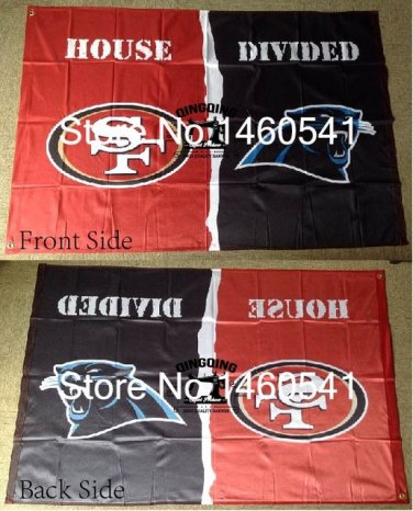San Francisco 49ers Carolina Panthers House Divided Flag 3ft x 5ft Polyester
