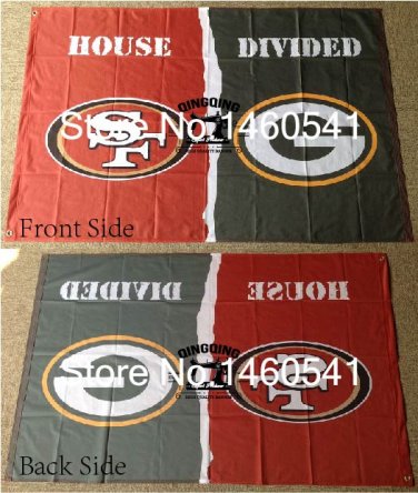 Saints San Francisco 49ers Green Bay Packers House Divided Flag 3ft x 5ft Polyester