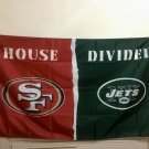 San Francisco 49ers flag vs New York Jets House Divided Rivalry FlAG 90x150
