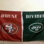 San Francisco 49ers flag vs New York Jets House Divided Rivalry FlAG 90x150