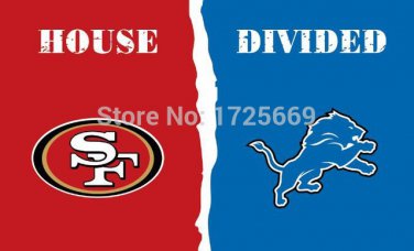San Francisco 49ers VS Detroit Lions house divided flag digital polyester 3x5 ft banner