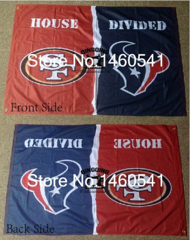 San Francisco 49ers Houston Texans House Divided Flag 3ft x 5ft Polyester