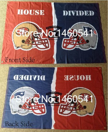San Francisco 49ers England Patriots Helmet House Divided Flag 3ft x 5ft