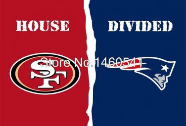 San Francisco 49ers England Patriots House Divided Flag 3ft x 5ft Polyester