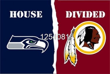Seattle Seahawks Washington Redskins House Divided Flag 3ft x 5ft Polyester