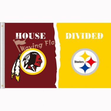 Washington Redskins vs Pittsburgh Steelers House Divided Rivalry Flag 3x5 FT