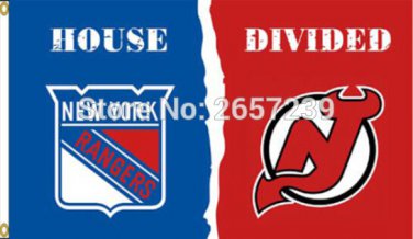 New York Rangers New Jersey Devils House Divided Flag150X90CM 100D